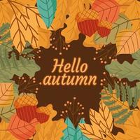 hello autumn falling leaves vector