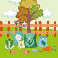 landscape garden and tools vector