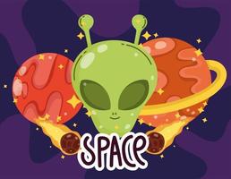 space face alien cartoon planets and comets galaxy astronomy vector