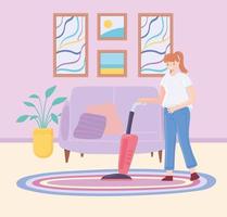woman clean the house vector
