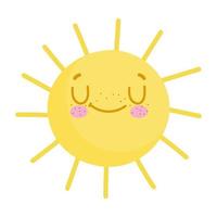 personaje de dibujos animados sol clima de verano diseño de icono estilo plano vector