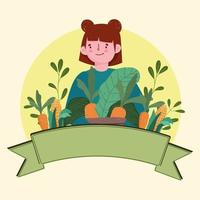 girl with fresh food vector