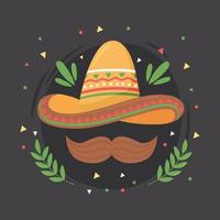 mexican hat and moustache vector