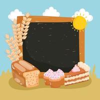 board with bread and pastry vector