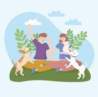 kids with pets vector