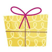 feliz navidad, caja de regalo amarilla, decoración, celebración, icono, diseño vector