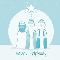 happy epiphany, three wise kings from the east, melchor, gaspar and balthazar vector