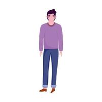 young man character male in casual clothes flat isolated design vector