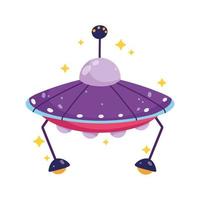 space ufo travel exploration adventure cartoon flat style vector