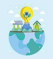 energía verde mundial y casas vector