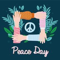manos juntas dia de la paz vector