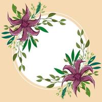 flowers natural foliage vegetation badge, painting design vector