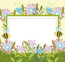 abejas de primavera y pancarta vector