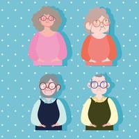 cute grandparents set vector