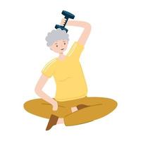 old woman with dumbbell vector