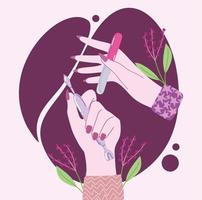 female hands with nail file vector