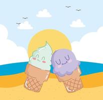 adorable ice creams vector