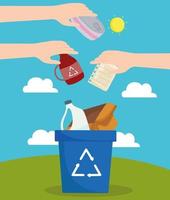 hands and assorted garbage vector