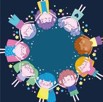 cute little boys and girls together cartoon, Children vector