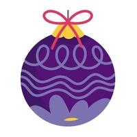 merry christmas, purple ball decoration icon design vector