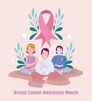 women and breast cancer awareness month vector