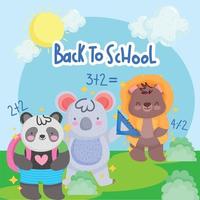 back to school cute little panda bear and koala in landscaping vector