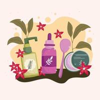 skincare cosmetics bottles vector