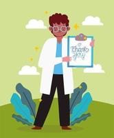 doctor with thank you message vector