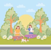 girls with pets vector