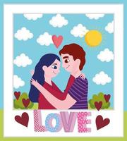 couple hugging love vector