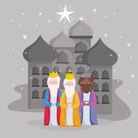 happy epiphany, three wise kings city of bethlehem vector