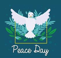 dove and leaf peace day vector