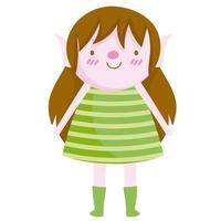 merry christmas, cute female helper cartoon character vector