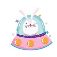 space rabbit in spaceship astronaut adventure cartoon animal vector