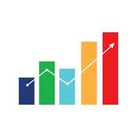 business financial chart growing arrow cartoon flat isolated style vector