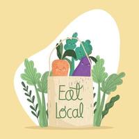 eat local bag with food vector