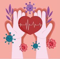 hands with covid 19 vector
