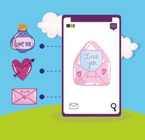 smartphone love message vector