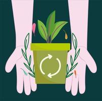 hands recycle and plant vector