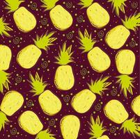 food pattern, tropical exotic fruit pineapples decoration vector