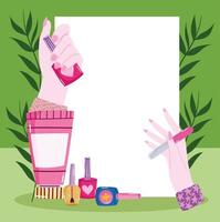 manicure with hands and tools vector