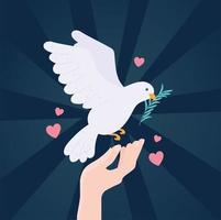 manos con paloma día internacional de la paz vector