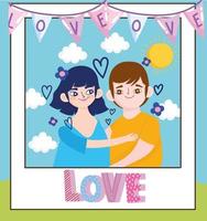 love couple in photo vector