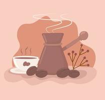 coffee cup and kettle vector