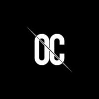OC logo monogram with slash style design template vector
