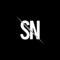 SN logo monogram with slash style design template vector
