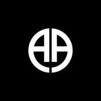 AA monogram logo circle ribbon style design template vector