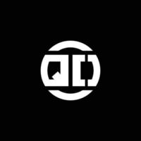 Qo logo monograma aislado en la plantilla de diseño de elementos circulares vector