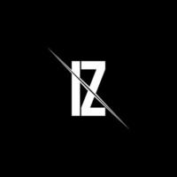 IZ logo monogram with slash style design template vector