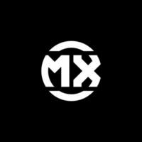 Monograma del logotipo de MX aislado en la plantilla de diseño de elementos circulares vector